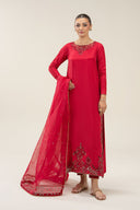 2 Pc Embroidered Bamberg Raw Silk Suit