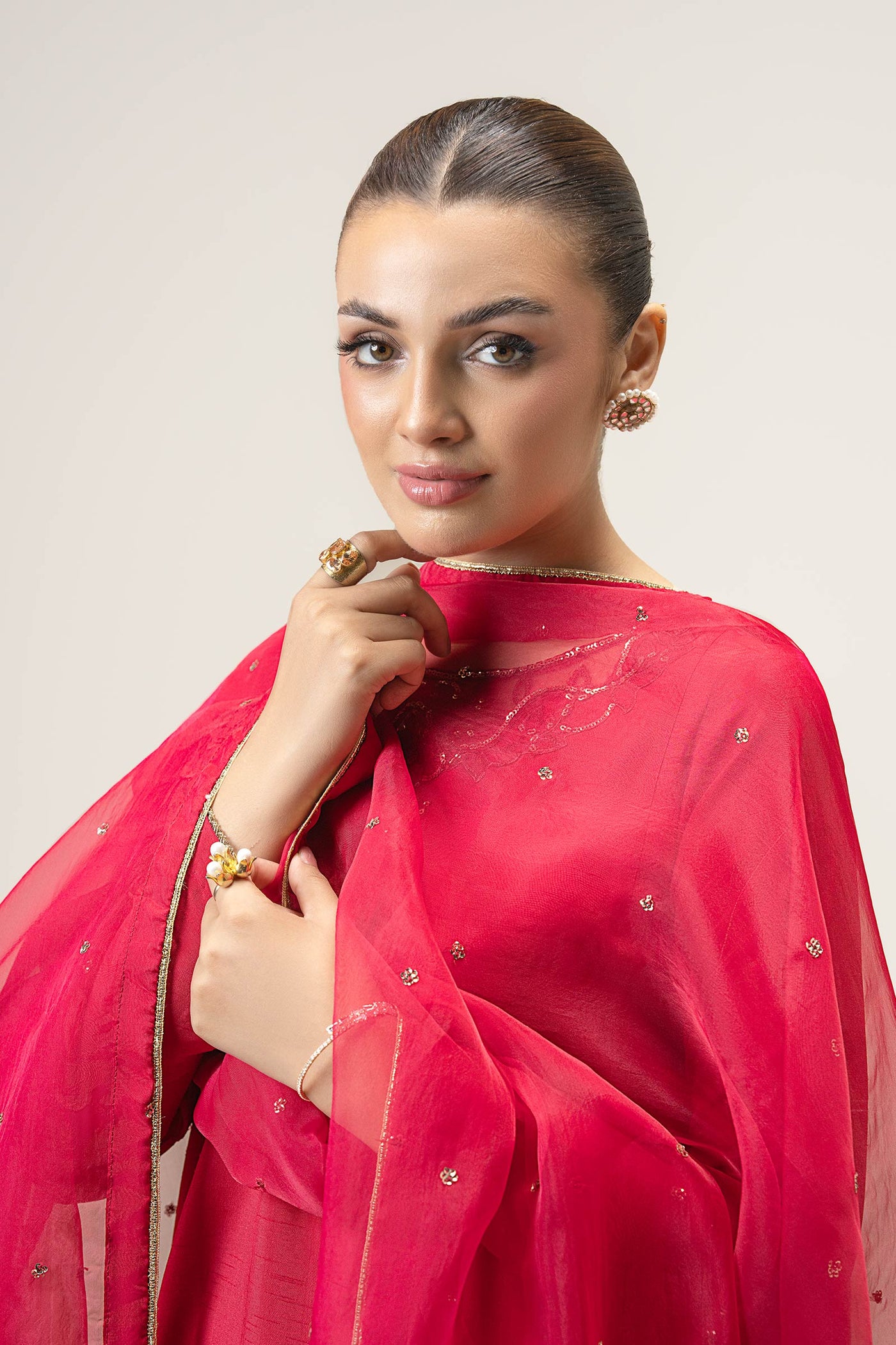 2 Pc Embroidered Bamberg Raw Silk Suit