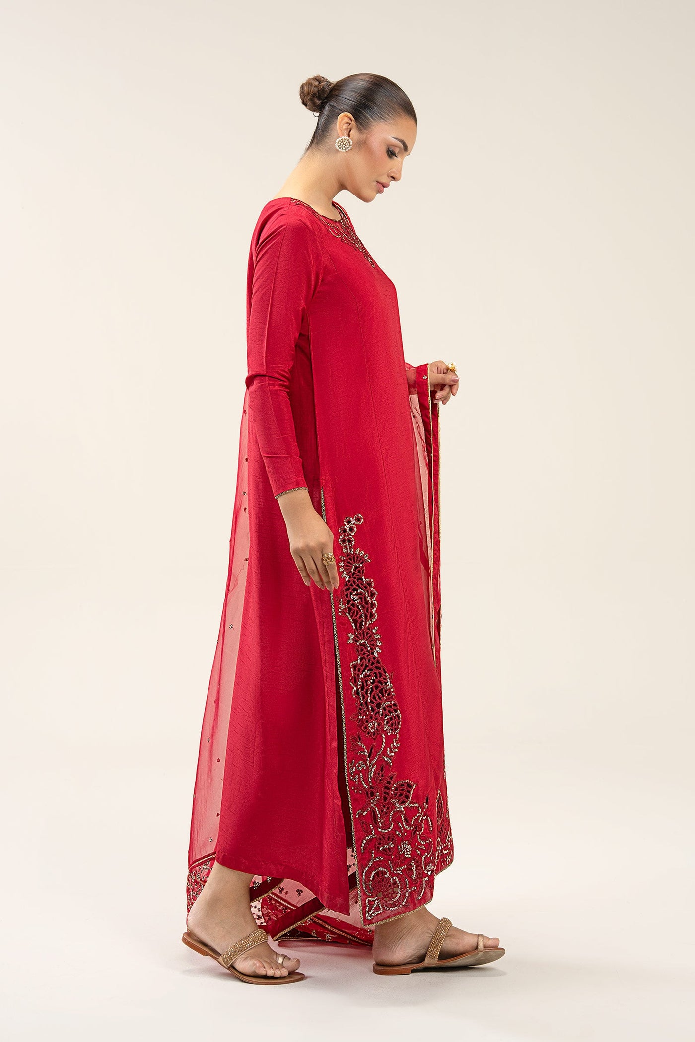 2 Pc Embroidered Bamberg Raw Silk Suit
