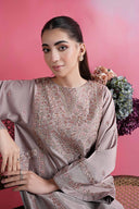 3 Pc Embroidered Two Tone Silk Suit