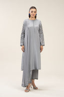 3 Pc Embroidered Bamberg Raw Silk Suit