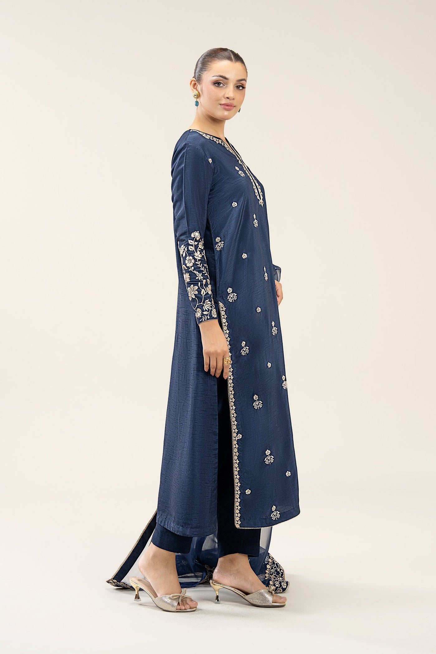 2 Pc Embroidered Bamberg Raw Silk Suit