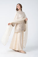 3 Pc Embroidered Lurex Organza Suit