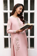 2 Pc Embroidered Raw Silk Suit