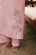 2 Pc Embroidered Raw Silk Suit