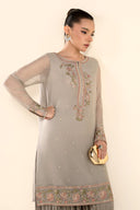 2 Pc Embroidered Chiffon Suit