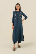 2 Pc Embroidered Yarn Dyed Cotton Silk Suit