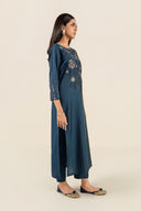 2 Pc Embroidered Yarn Dyed Cotton Silk Suit