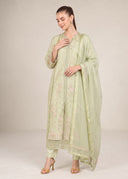 2 Pc Embroidered Bamberg Raw Silk Suit
