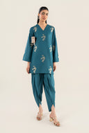 2 Pc Embroidered Raw Silk Suit
