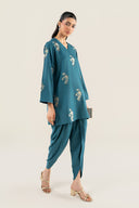 2 Pc Embroidered Raw Silk Suit
