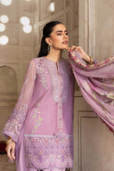 3 Pc Unstitched Embroidered Silk Cotton Net Suit