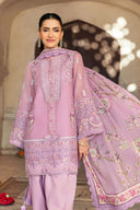 3 Pc Unstitched Embroidered Silk Cotton Net Suit
