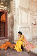 3 Pc Unstitched Embroidered Silk Cotton Net Suit