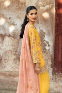 3 Pc Unstitched Embroidered Silk Cotton Net Suit