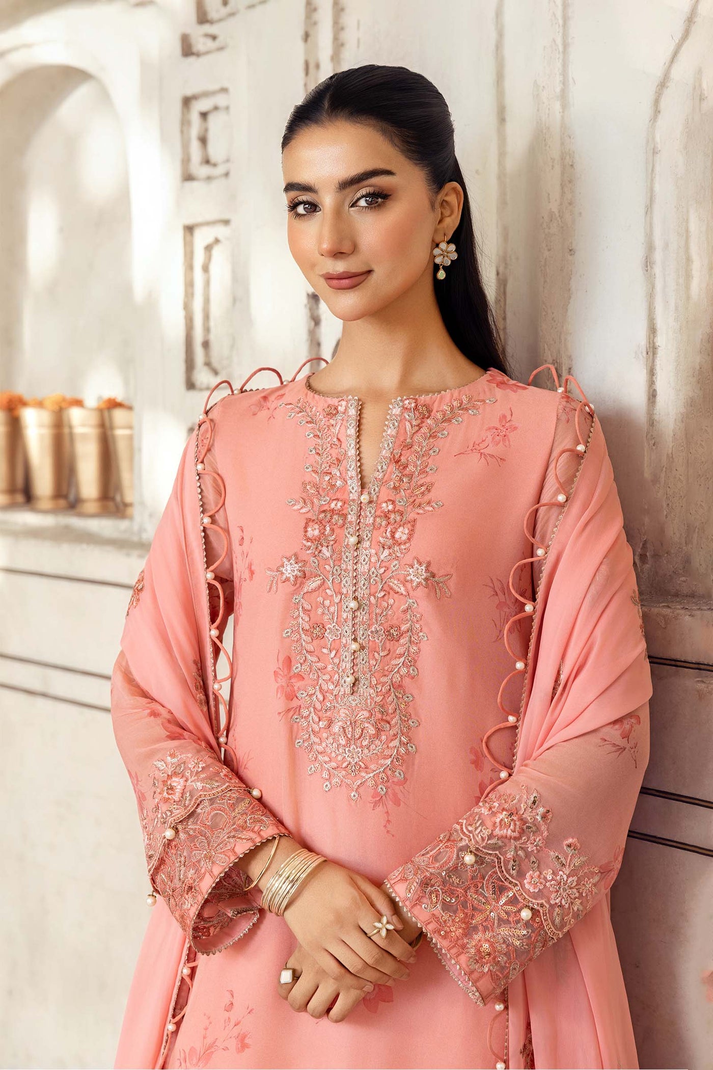 3 Pc Unstitched Embroidered Chiffon Suit