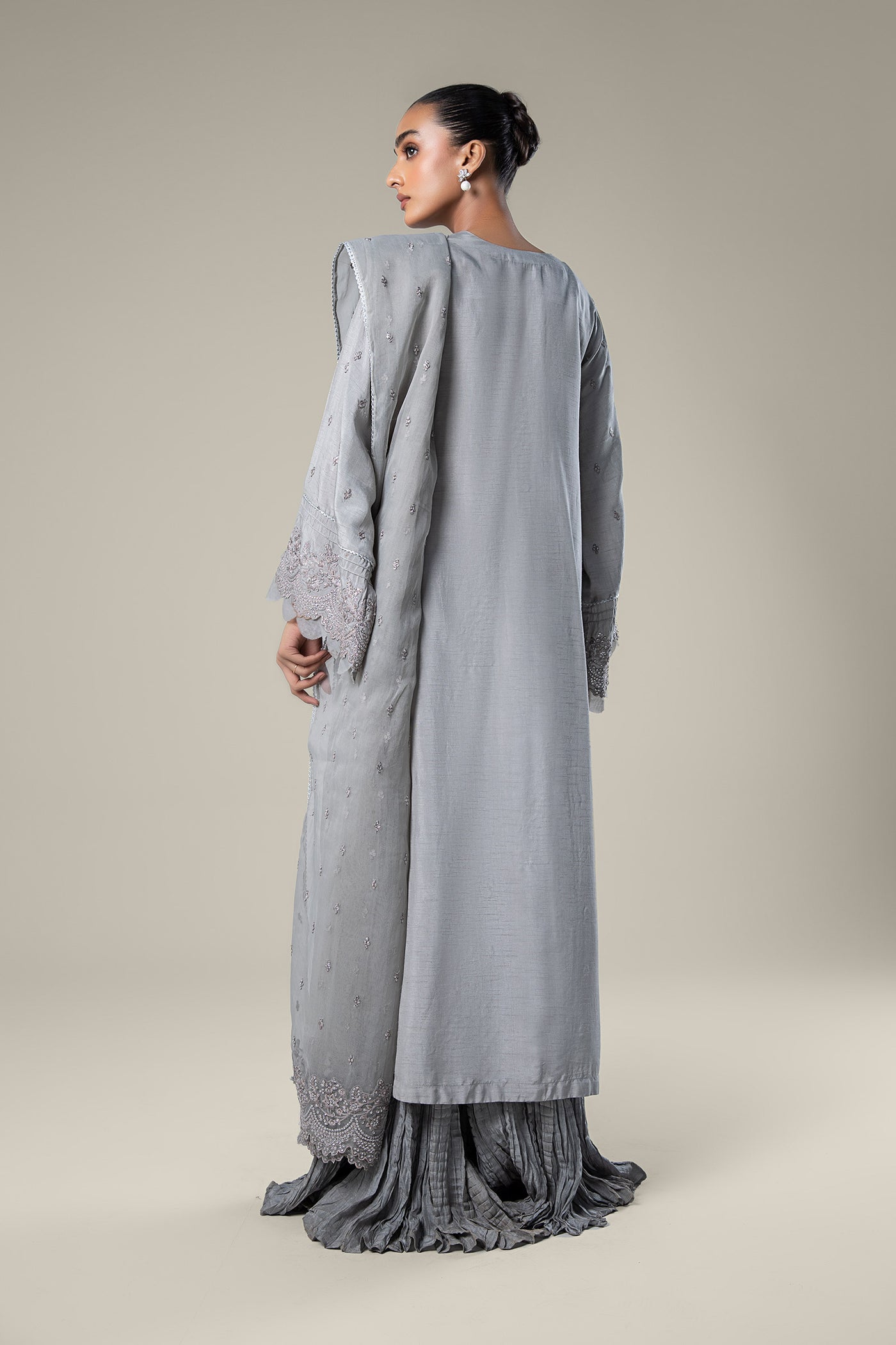 2 Pc Embroidered Raw Silk Suit