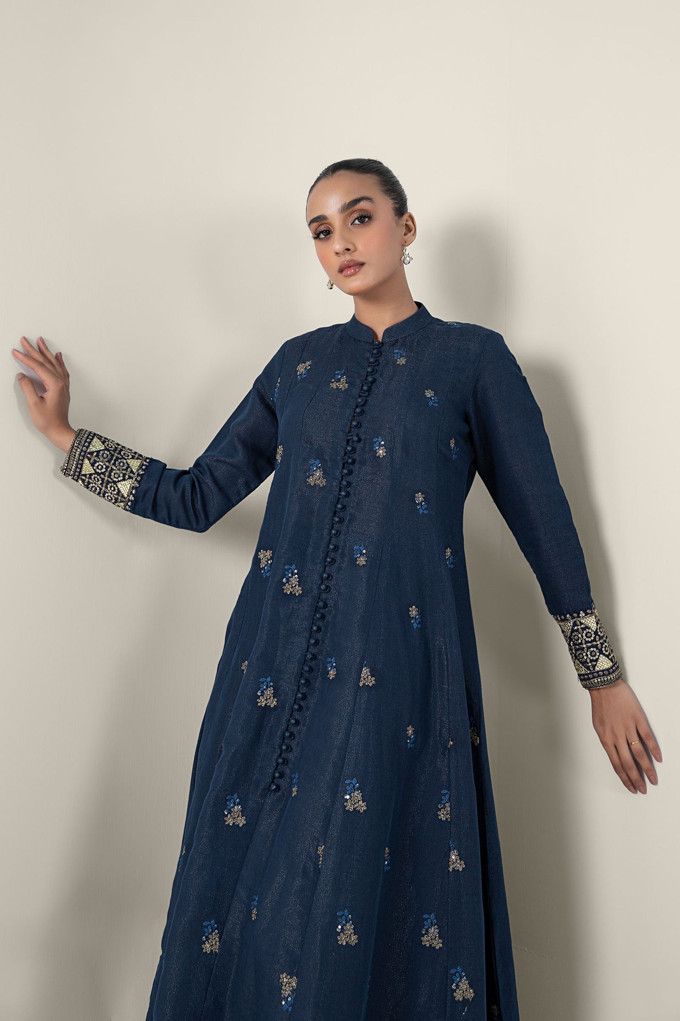 Embroidered Shimmer Silk Pishwas