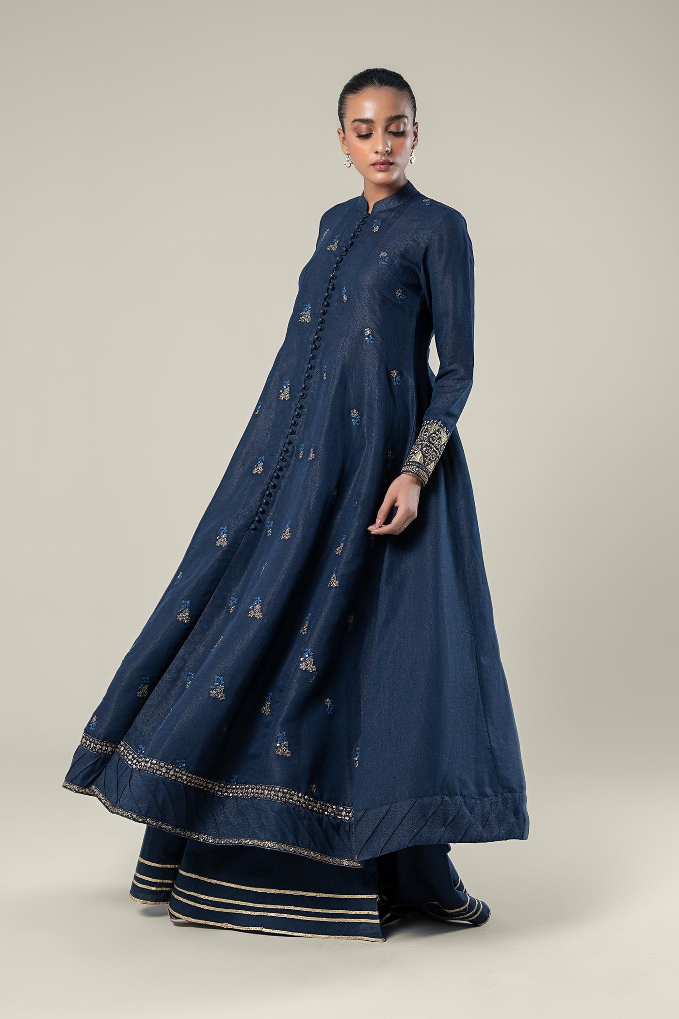 Embroidered Shimmer Silk Pishwas