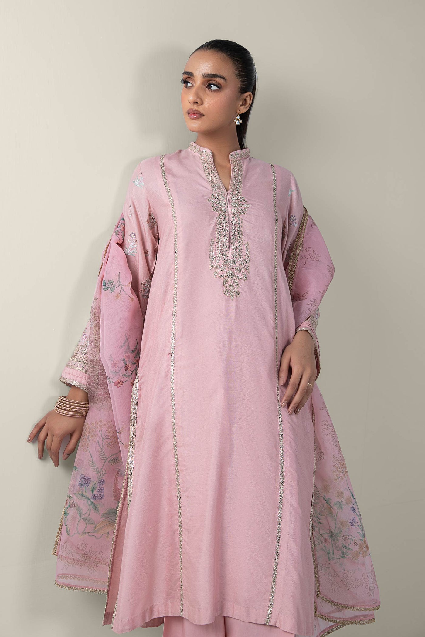 2 Pc Embroidered Khaddi Silk Suit