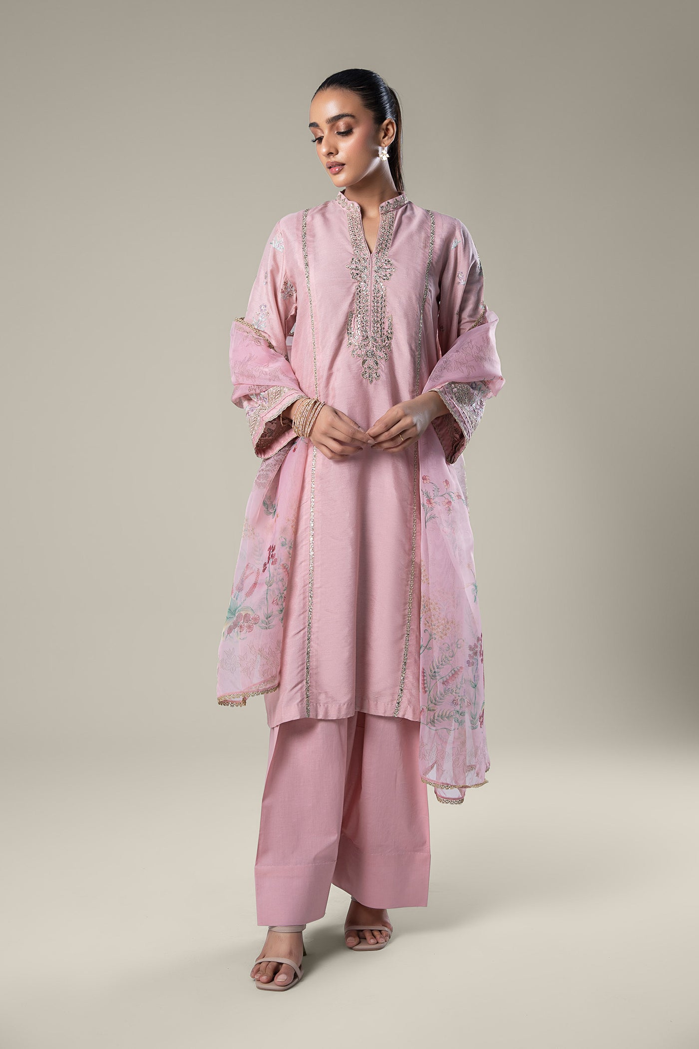 2 Pc Embroidered Khaddi Silk Suit