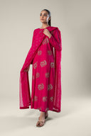2 Pc Embroidered Raw Silk Suit