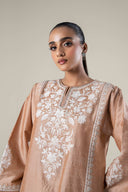 2 Pc Embroidered Tonal Raw Silk Suit