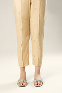 Embroidered Raw Silk Trouser