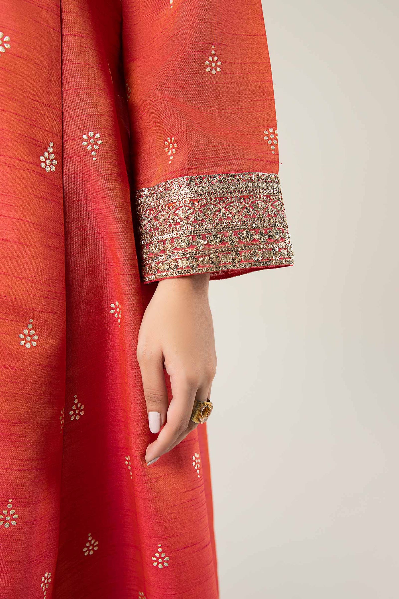 2 Pc Embroidered Tonal Silk Suit