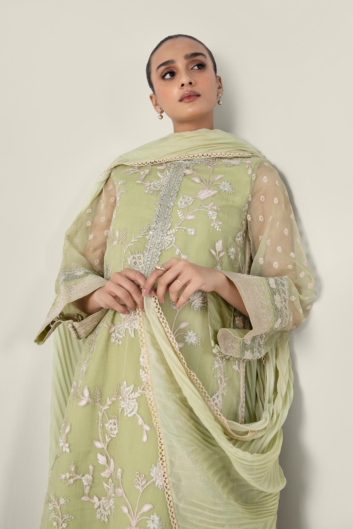 2 Pc Embroidered Organza Suit