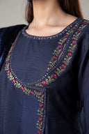 2 Pc Embroidered Raw Silk Suit