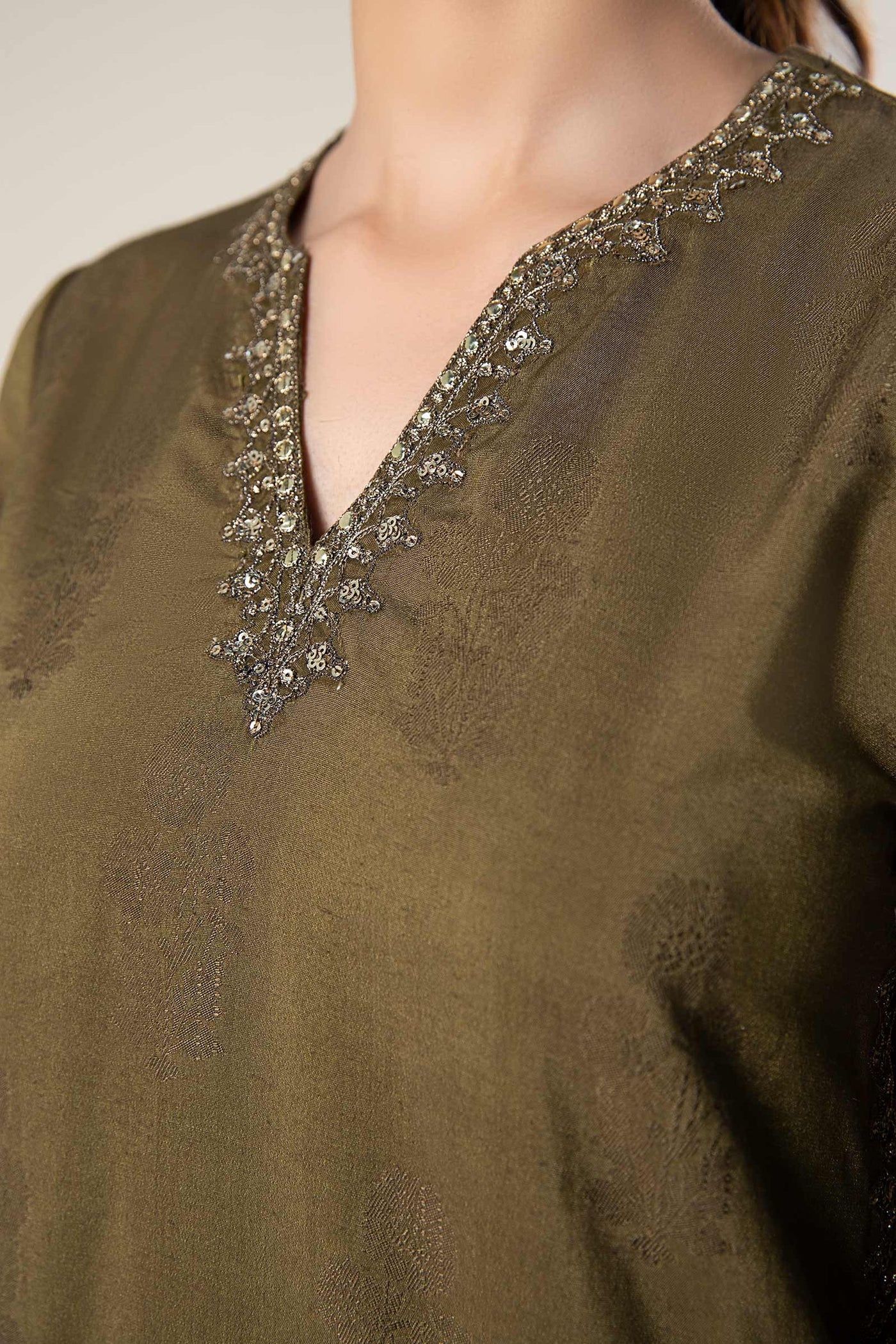 2 Pc Embroidered Jacquard Suit