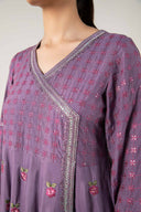 2 Pc Embroidered Raw Silk Suit
