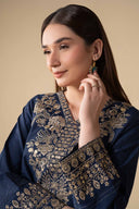 2 Pc Embroidered Jacquard Silk Suit