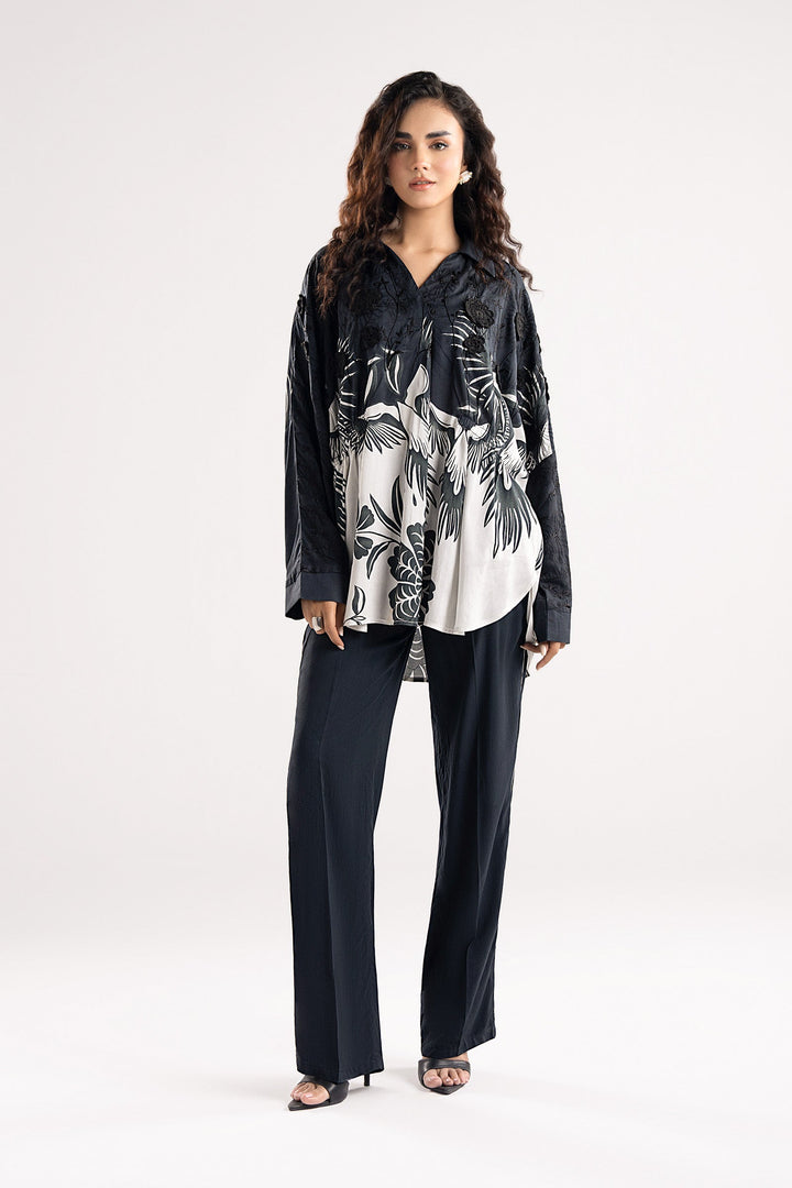 2 Pc Printed Arabic Lawn Suit Casuals MBPF006-ESM-BLK