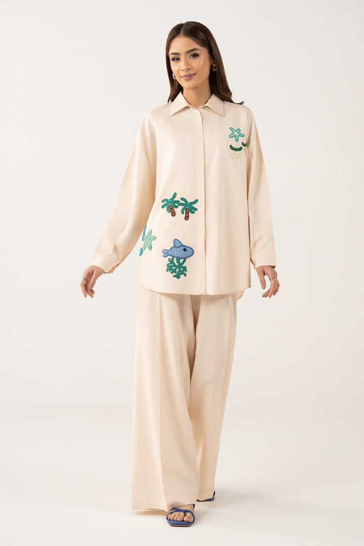 2 Pc Dyed Arabic Lawn Suit Casuals MBSST18-ESM-WHT