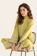 2 Pc Embroidered Crosshatch Linen Suit