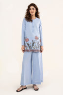 2 Pc Embroidered Crosshatch Linen Suit
