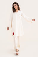 2 Pc Embroidered Crosshatch Linen Suit