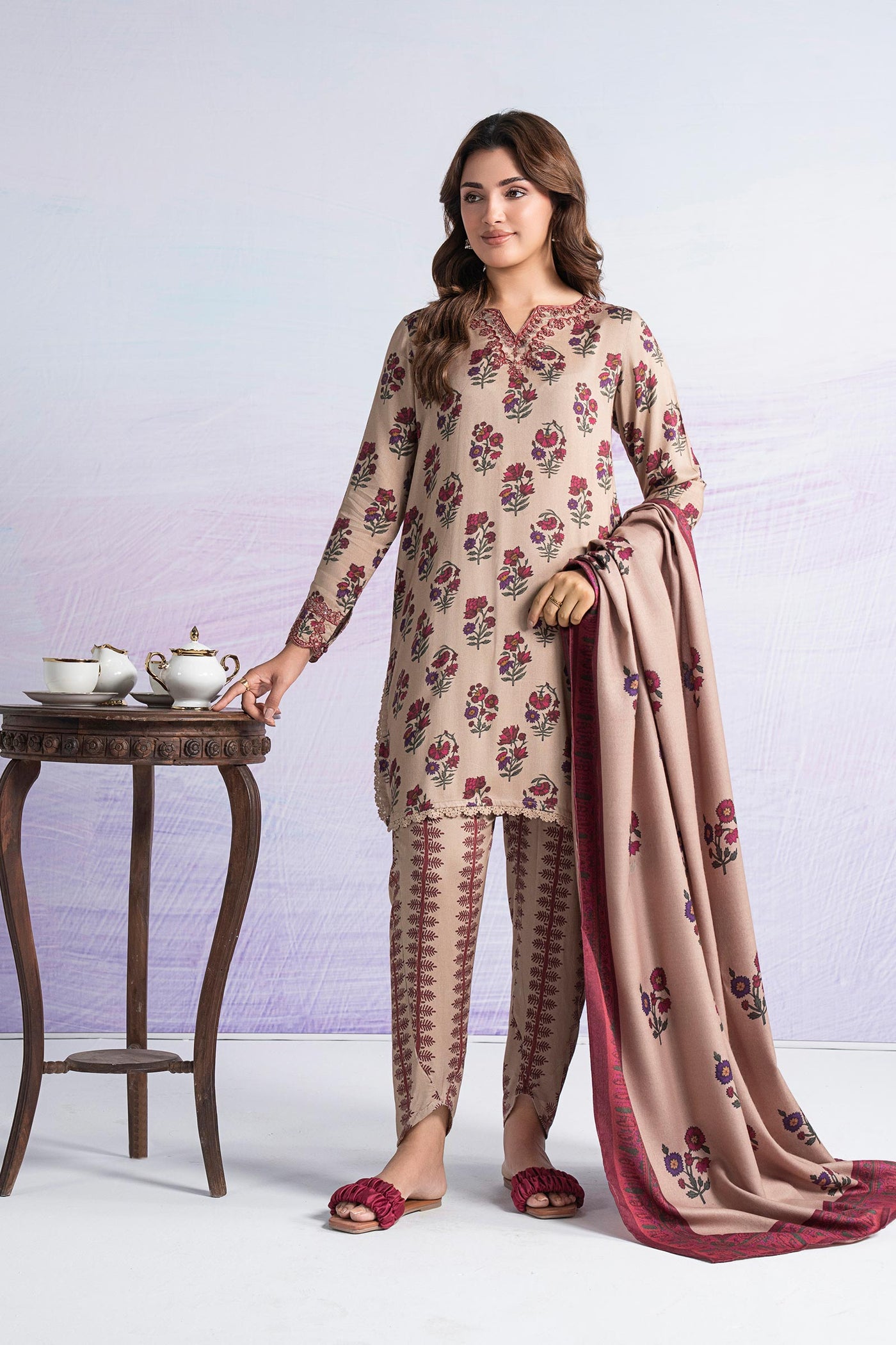 3 Pc Embroidered Marina Suit