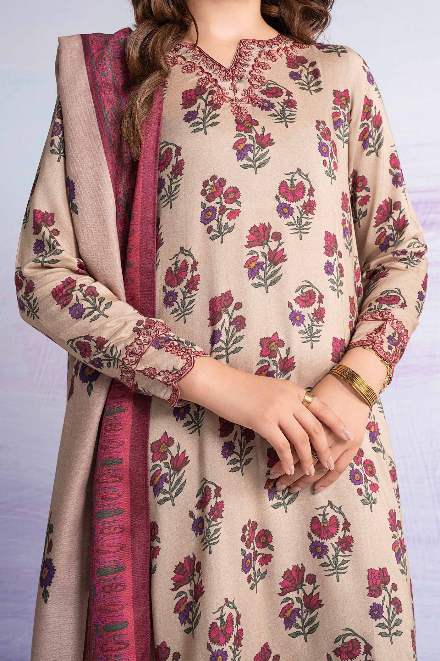 3 Pc Embroidered Marina Suit