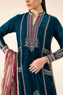 3 Pc Embroidered Velvet Suit