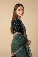 3 Pc Embroidered Velvet Suit