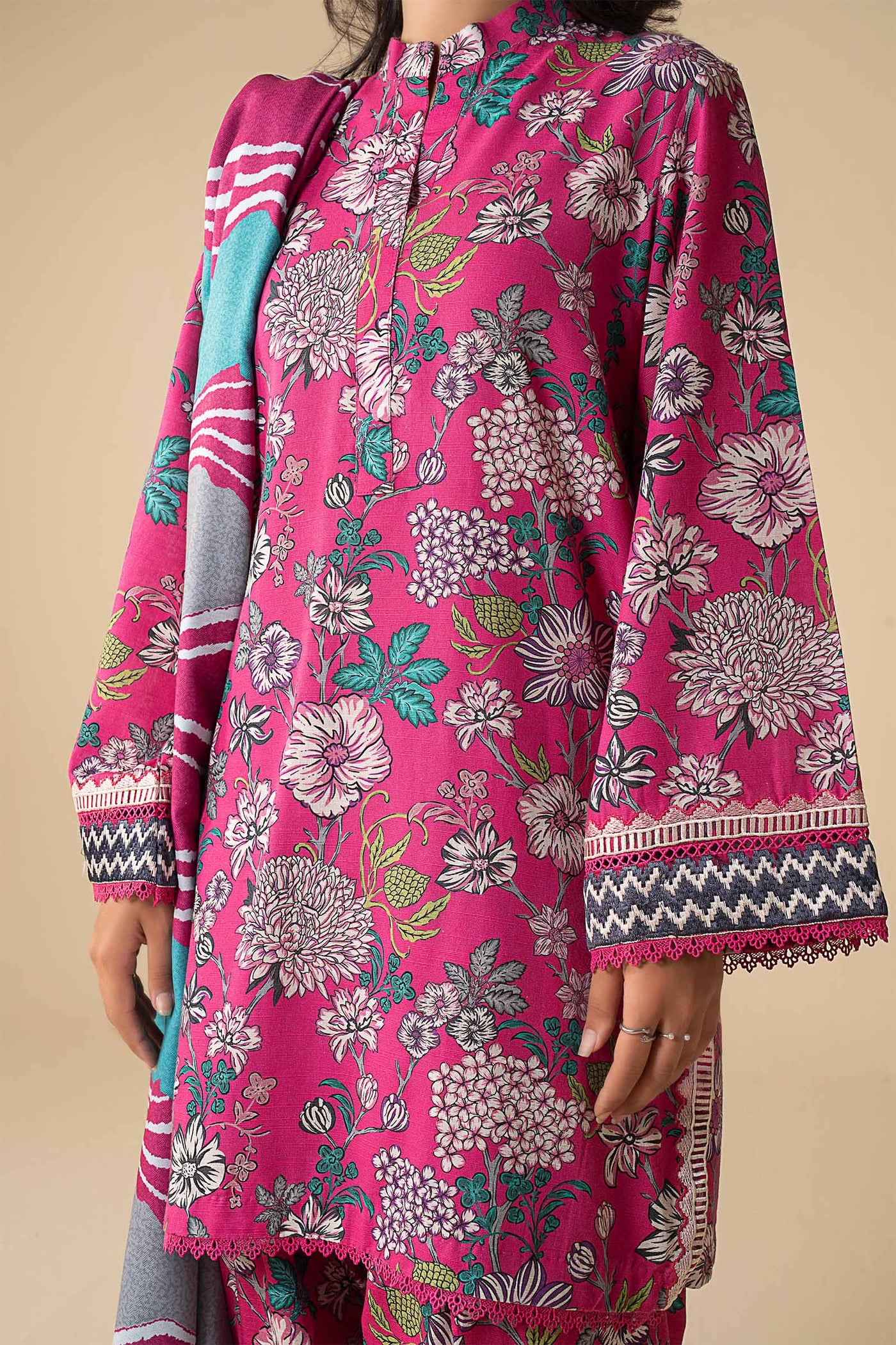 3 Pc Embroidered Khaddar Suit