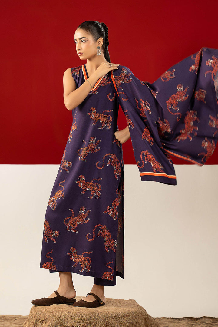 2 Pc Printed Linen Suit Casuals MBW101B-ESM-PRP