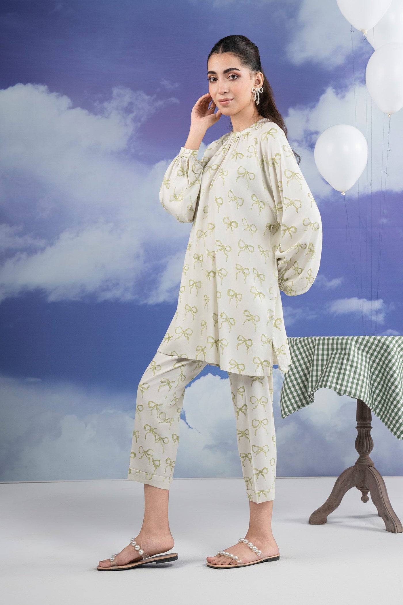 2 Pc Printed Twill Suit