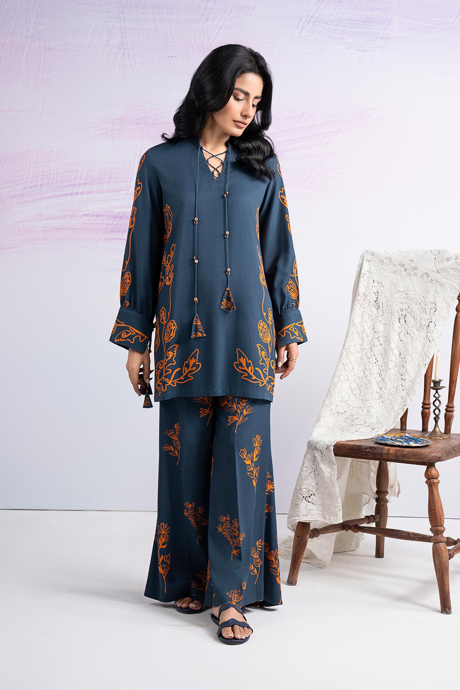 2 Pc Printed Twill Suit – m/basics by Maria.B. (PK)