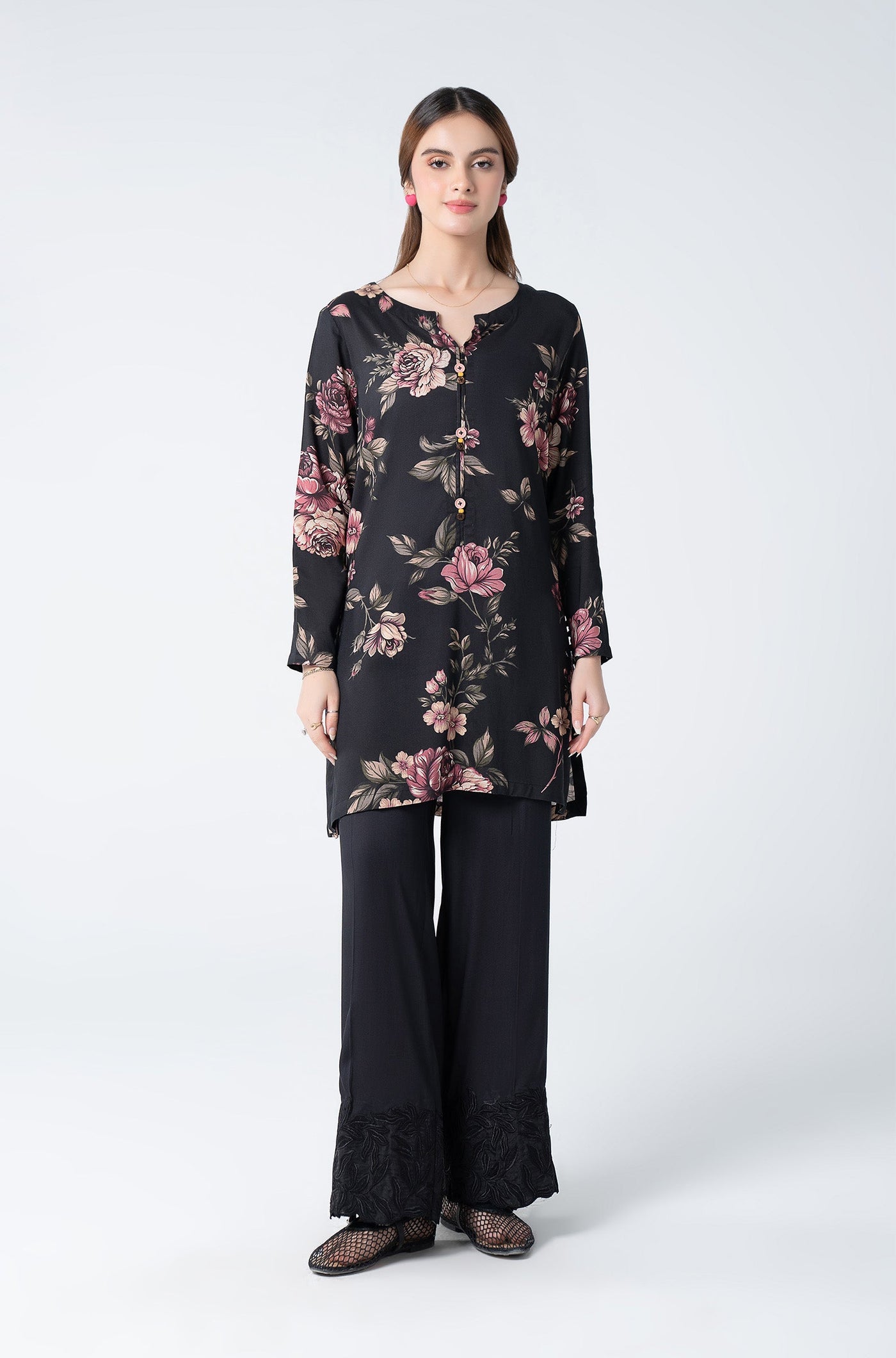 2 Pc Embroidered Silk Slub Suit