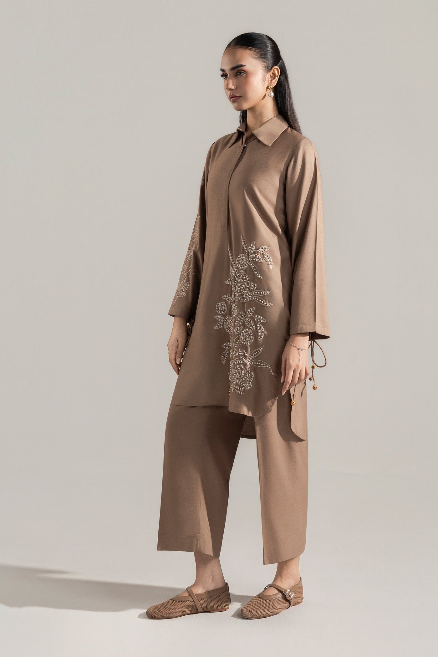 2 Pc Embroidered Twill Suit