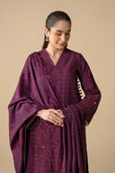 3 Pc Embroidered Khaddar Jacquard Suit